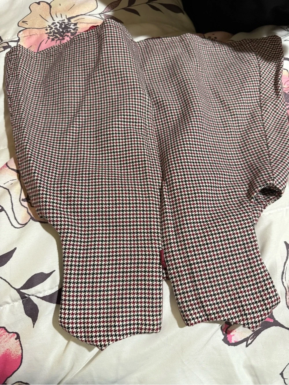 Gymboree Burgundy and Black Houndstooth Velvet-Bow Dress